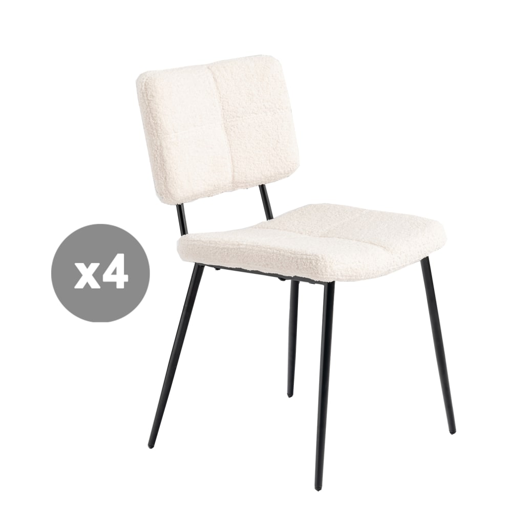 Lot de 4 chaises en bouclé - industriel