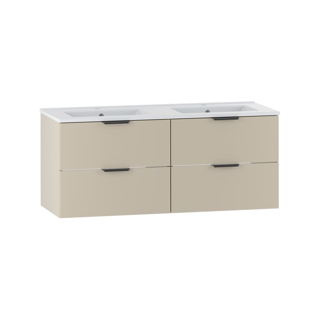 Meuble double vasque encastrée stratifiés beige