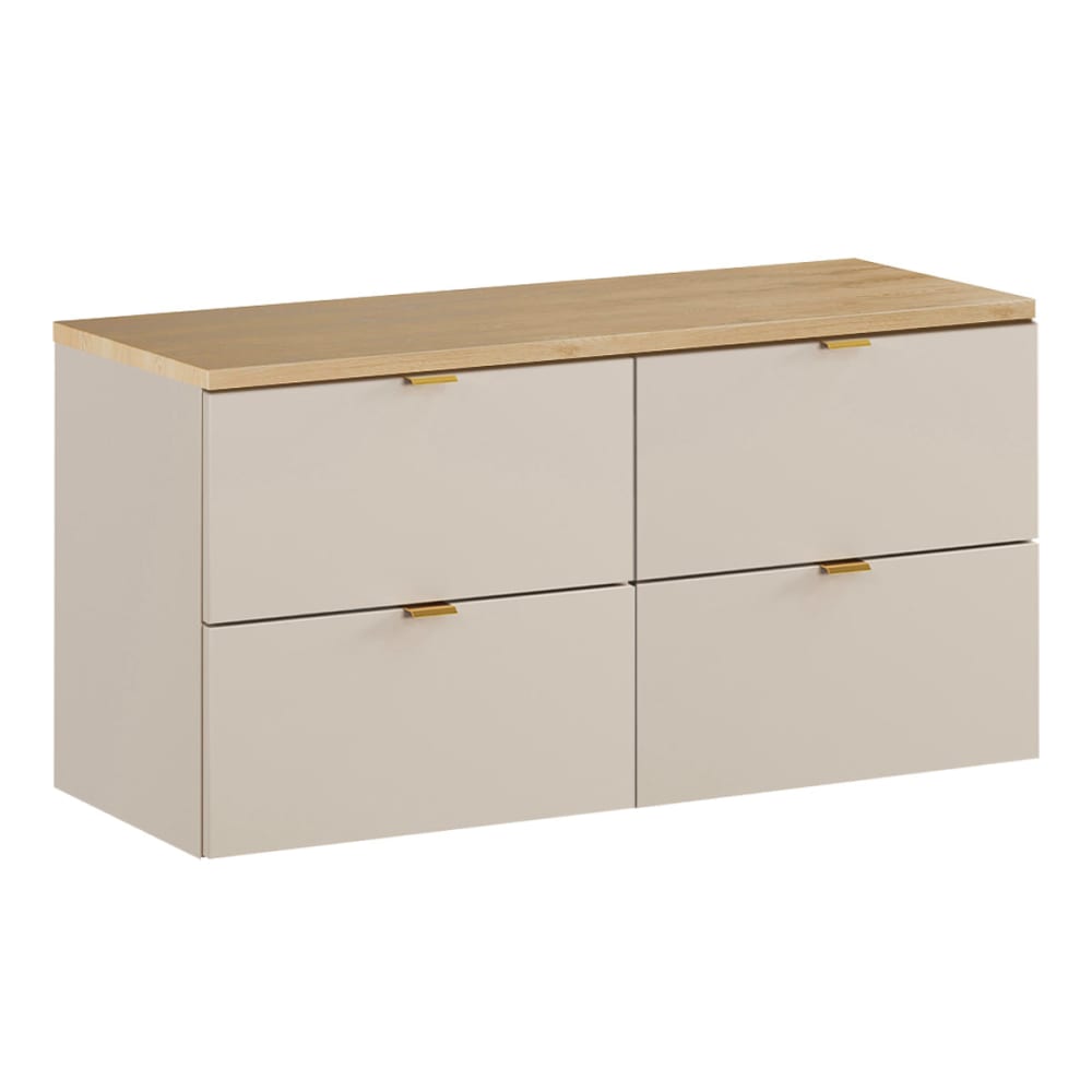 Petits meubles Waschtischunterschrank 120cm Melaminbeschichtete Platten Kaschmir Beige Spanplatte