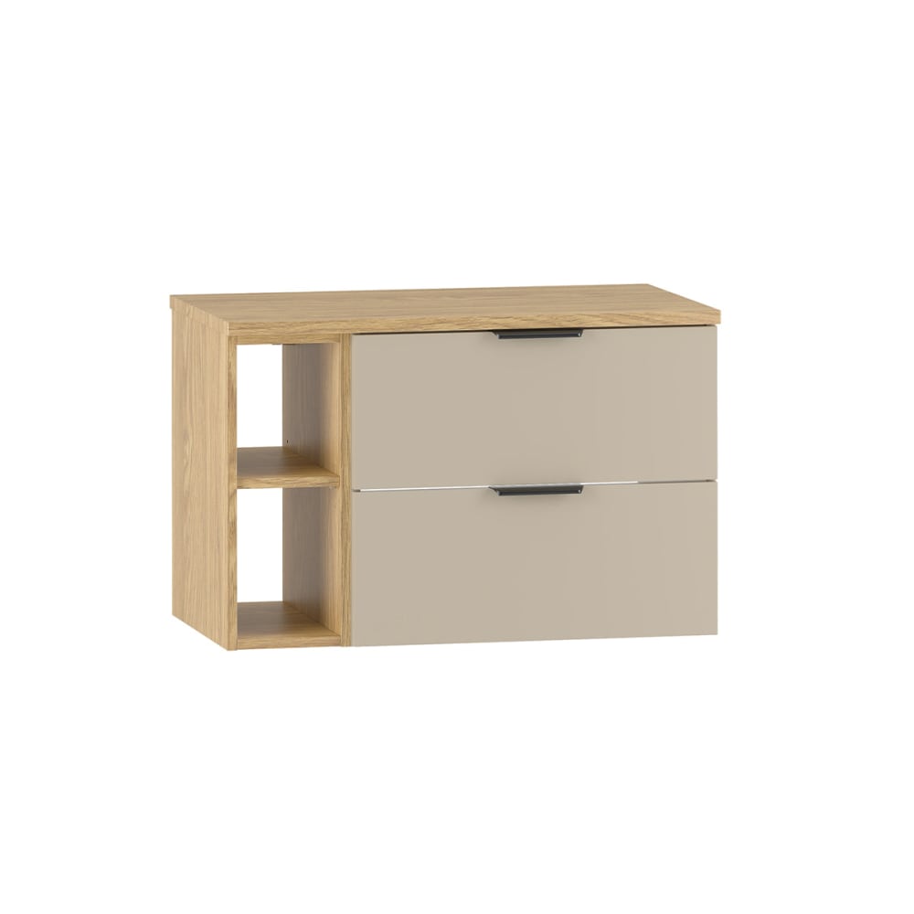 Petits meubles Waschtisch 80cm 2 Nischen Waschtisch Melamin Kaschmir und Holz Beige Spanplatte