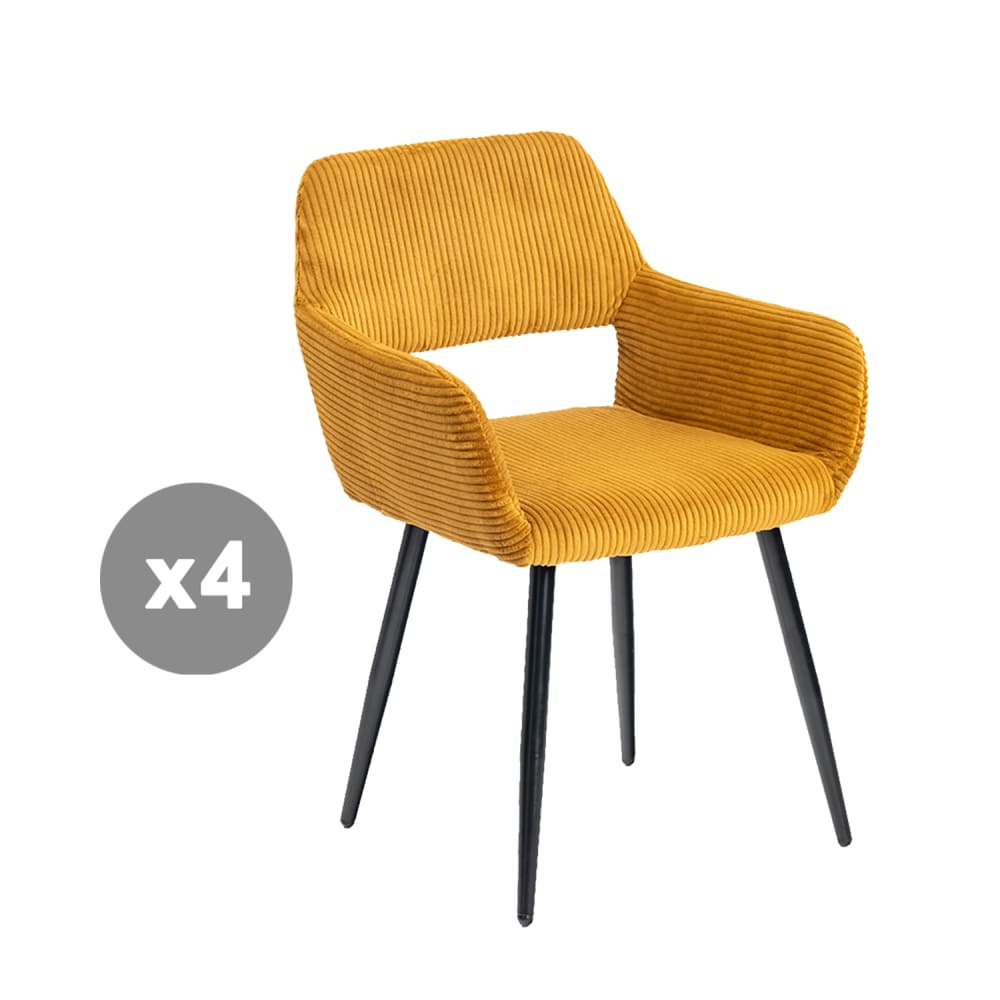 Lot de 4 chaises rembourrées - jaune