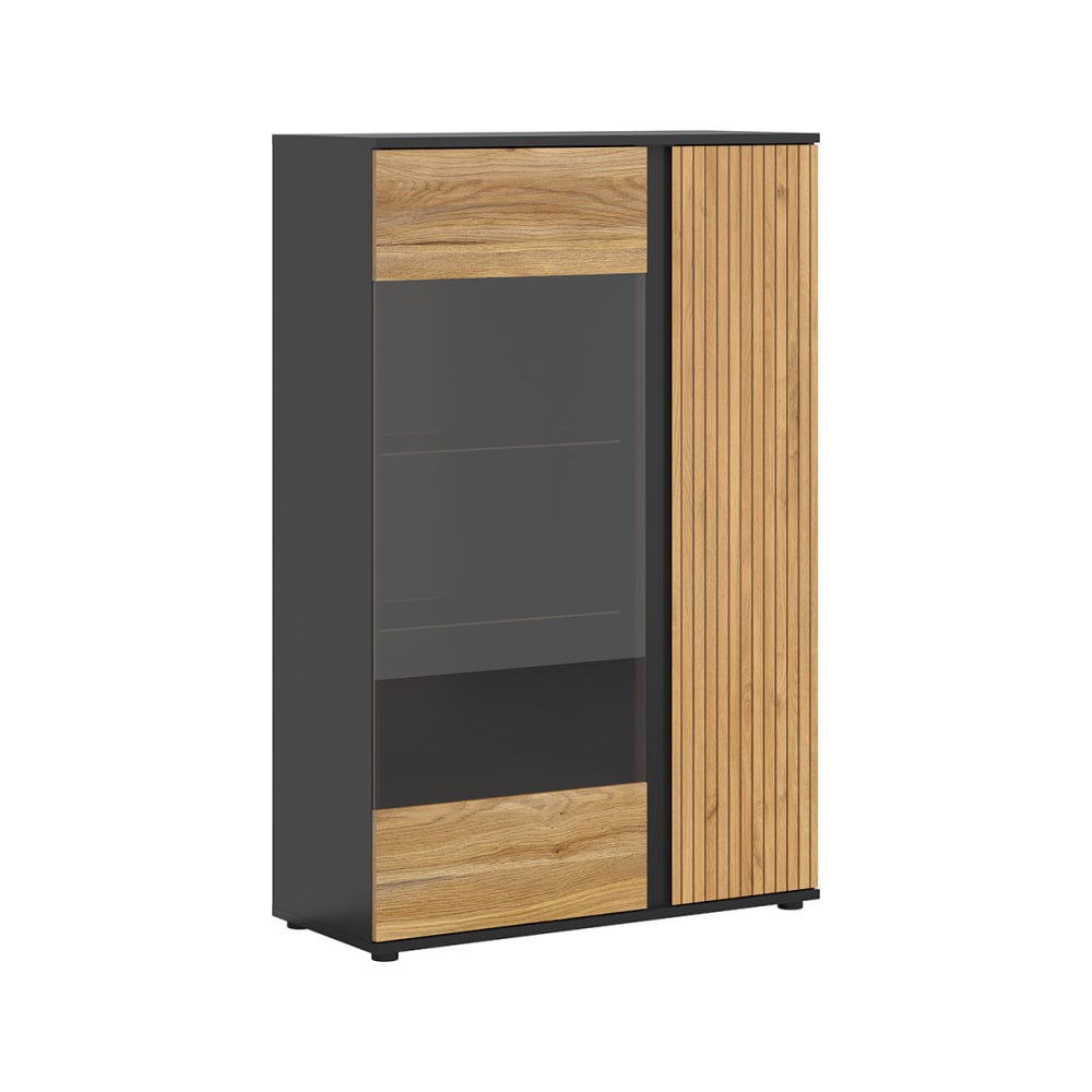 Vaisselier bas 2 portes noir panneaux de particules stratifié marron