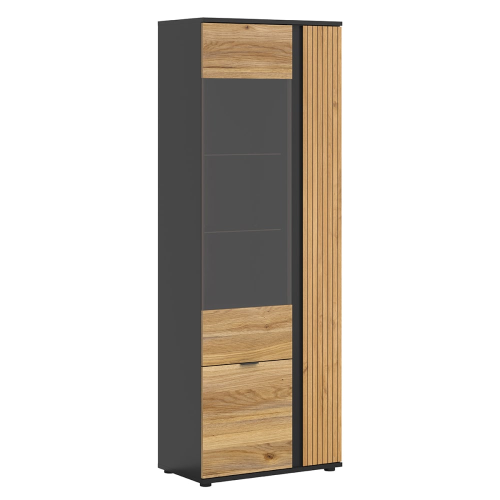 Vaisselier 3 portes noir panneaux de particules stratifié marron