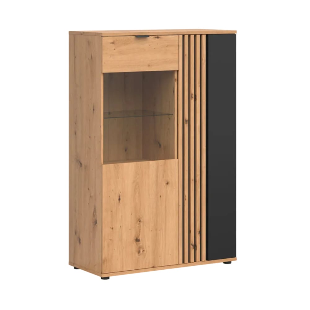 Vaisselier bas 2 portes panneaux aggloméré stratifié marron