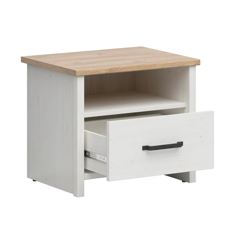 Table de chevet 1 tiroir 1 niche panneaux mélaminés blanc