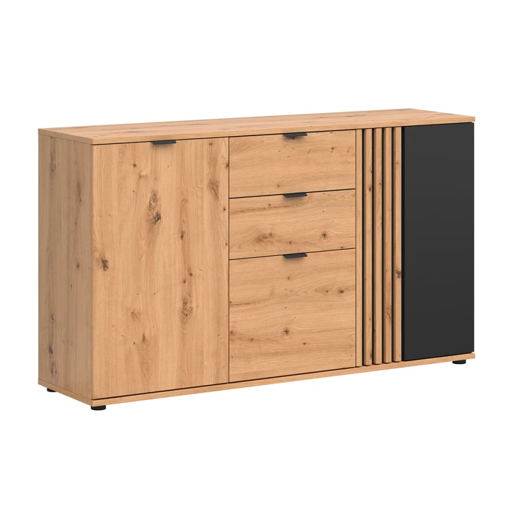 Petits meubles Sideboard 3 Türen 2 Schubladen Spanplatten Laminat Holz Braun Spanplatte
