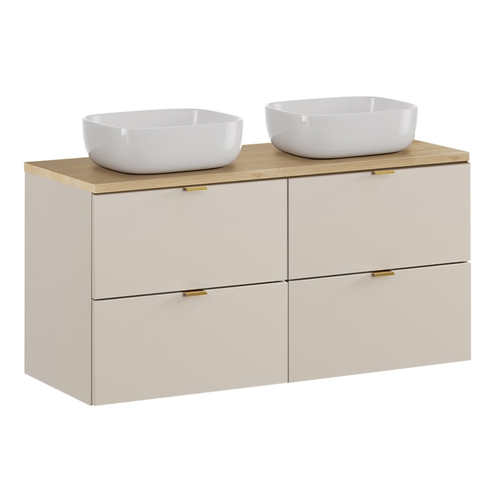 Meuble double vasque stratifiés beige