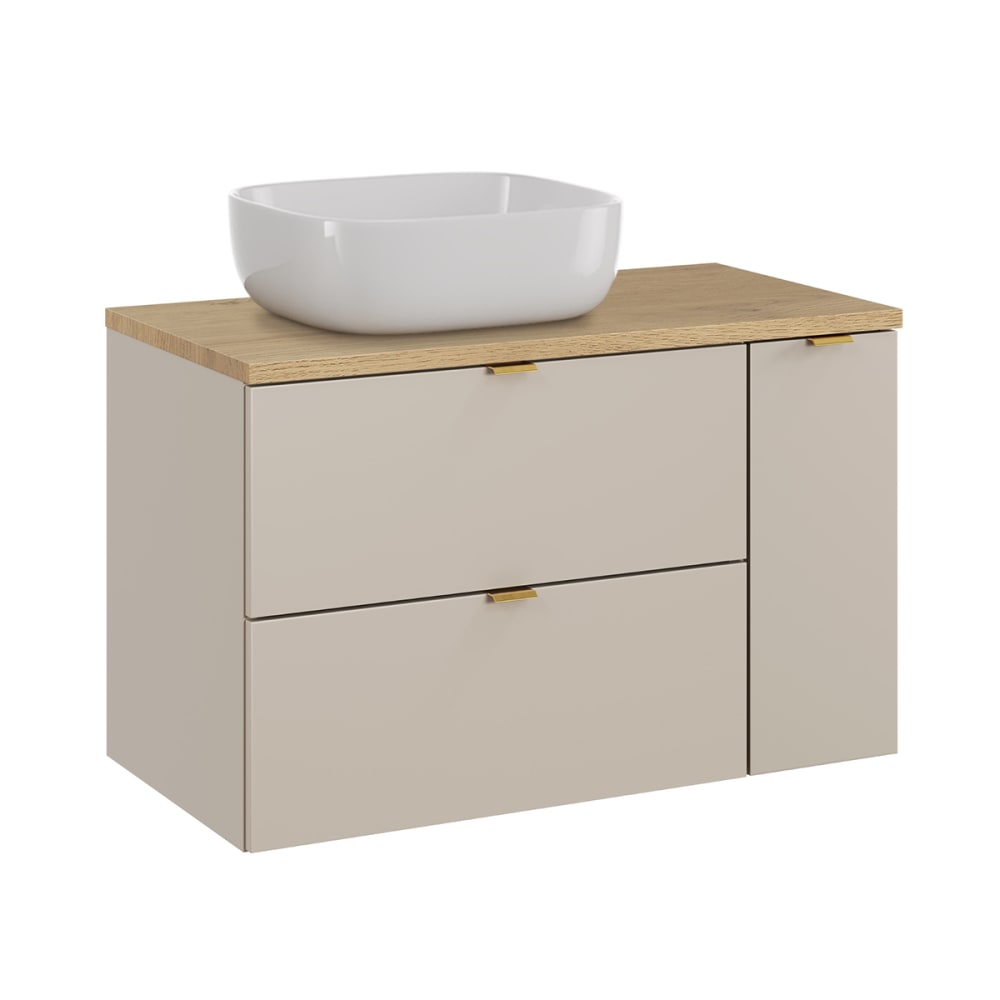 Meuble vasque 3 tiroirs stratifiés beige