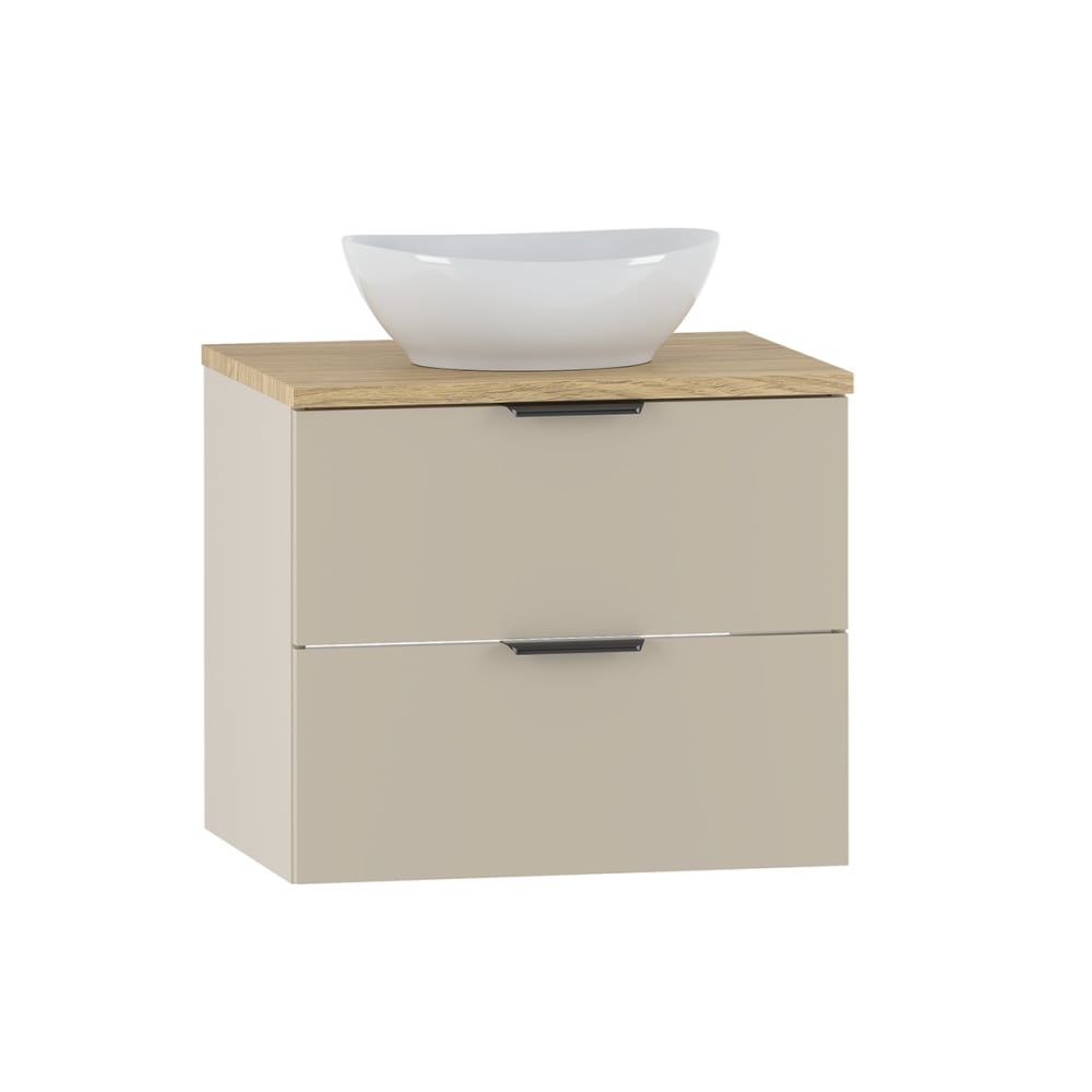 Meuble vasque stratifiés beige et bois