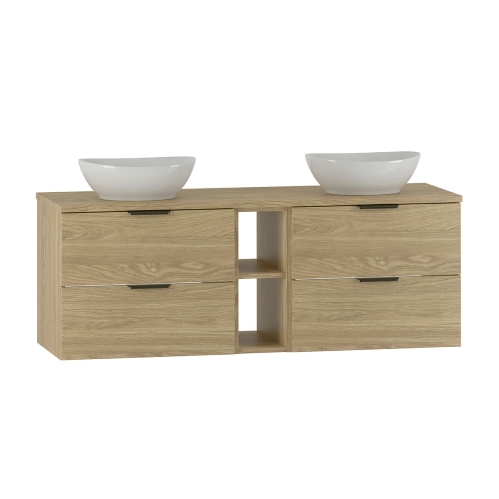 Meuble double vasque stratifiés beige