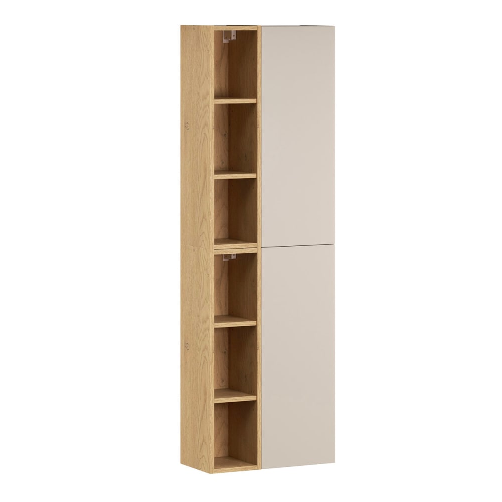Petits meubles Hängesäule mit 2 Türen und Nischen Melaminbeschichtete Platten Beige Spanplatte
