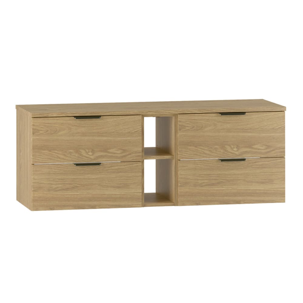 Petits meubles Waschtisch 140cm 2 Nischen Waschtisch Melamin Holz Braun Spanplatte