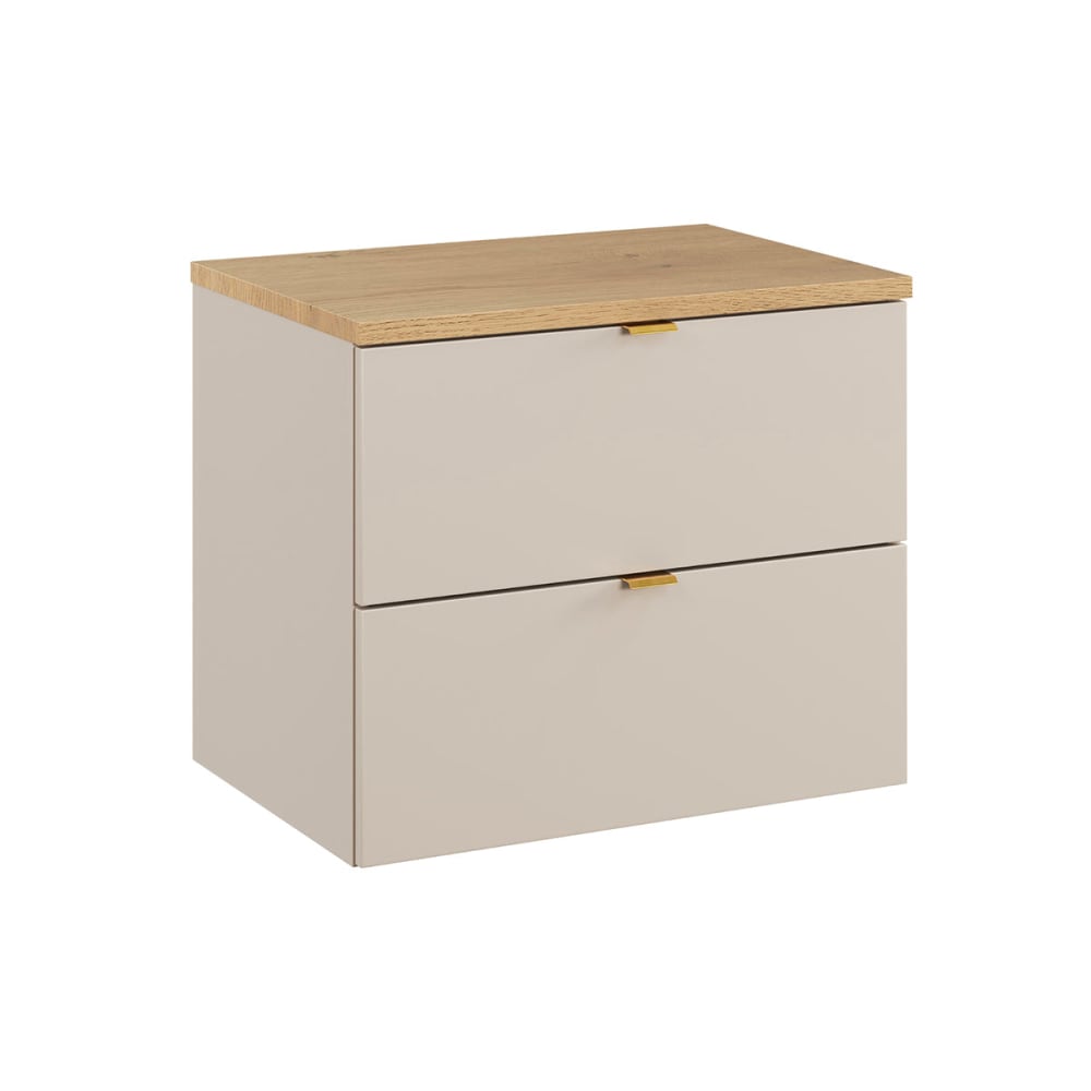 Petits meubles Waschtischunterschrank 60cm Melaminbeschichtete Platten Kaschmir Beige Spanplatte