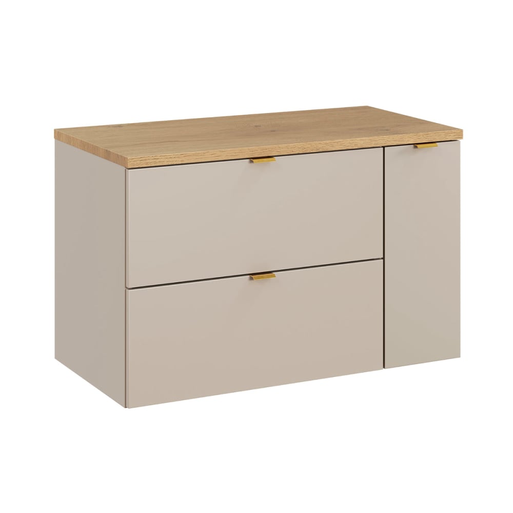 Petits meubles Waschbeckenunterschrank 80cm Melaminbeschichtete Platten Kaschmir Beige Spanplatte