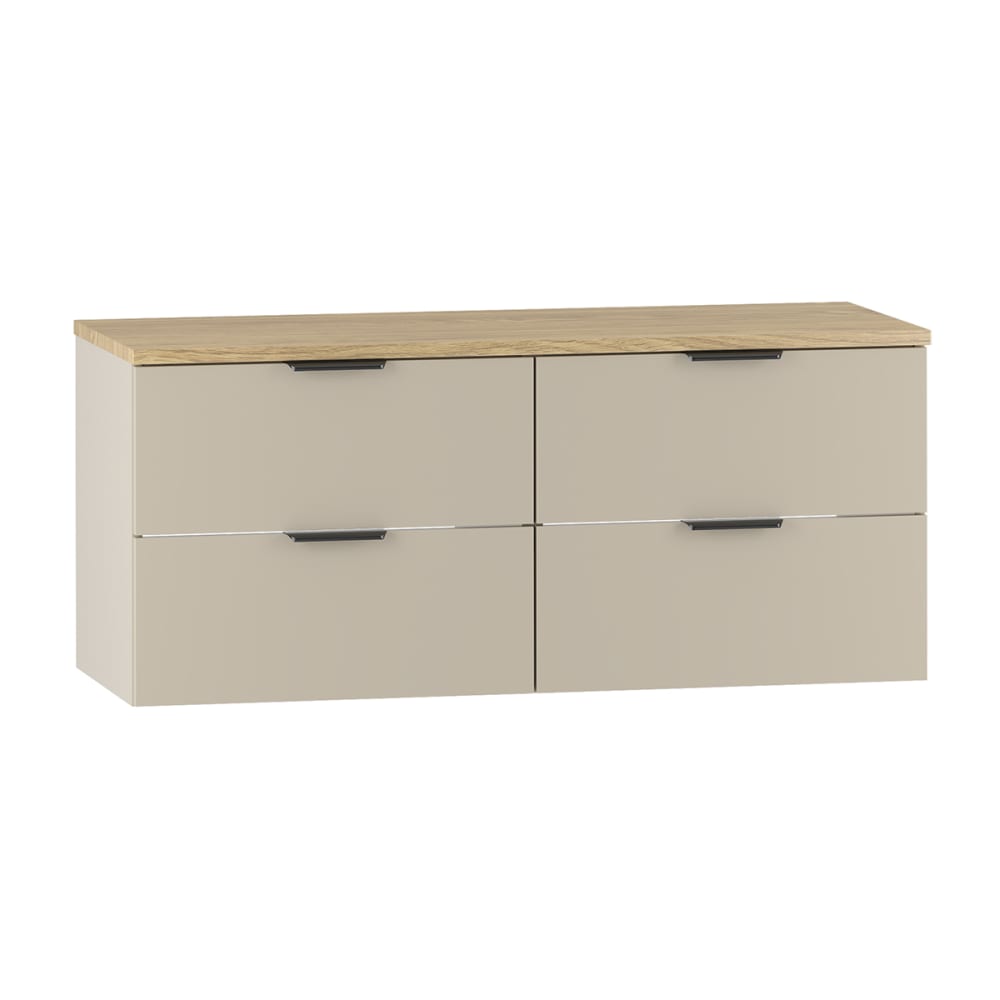 Meuble sous-vasque stratifiés beige et bois