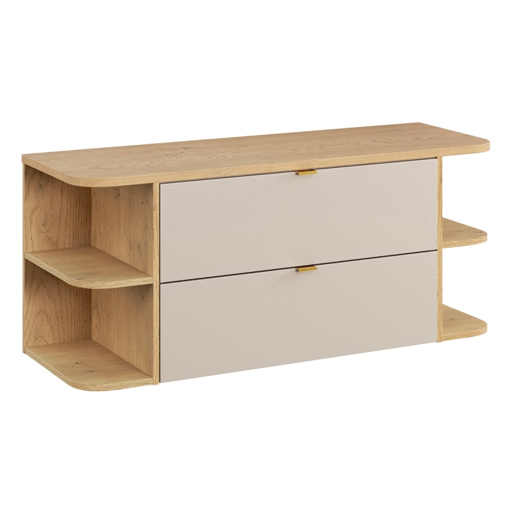 Petits meubles Waschtischunterschrank 120cm Melaminbeschichtete Platten Kaschmir Beige Spanplatte