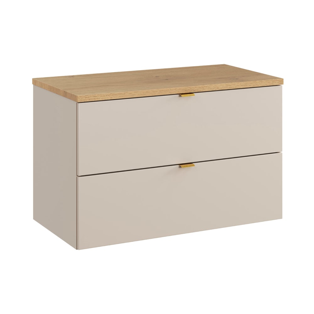 Petits meubles Waschtischunterschrank 80cm Melaminbeschichtete Platten Kaschmir Beige Spanplatte