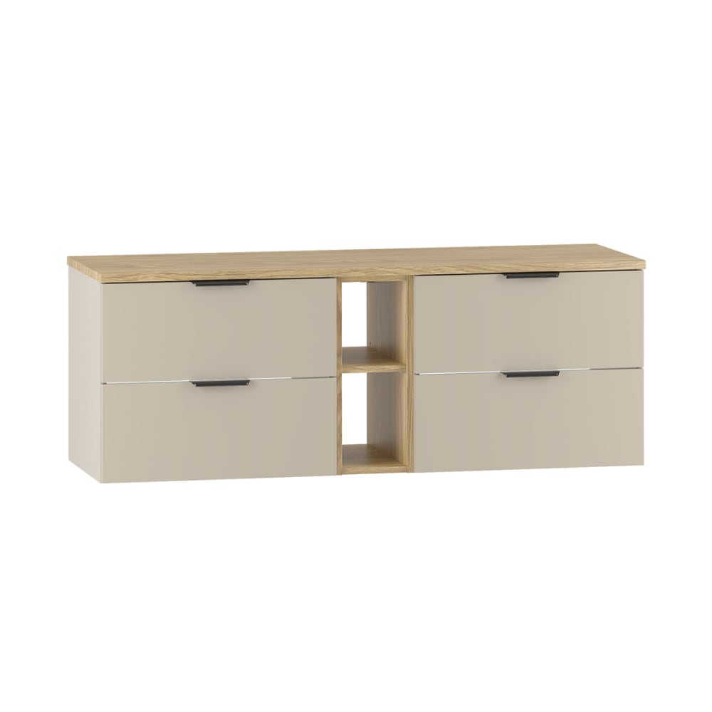 Meuble sous-vasque stratifiés beige et bois