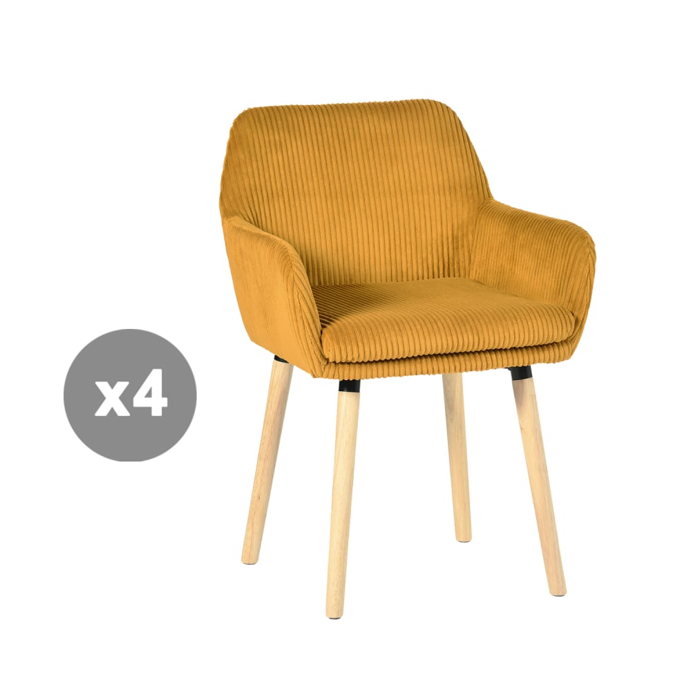 Lot de 4 chaises salle - jaune