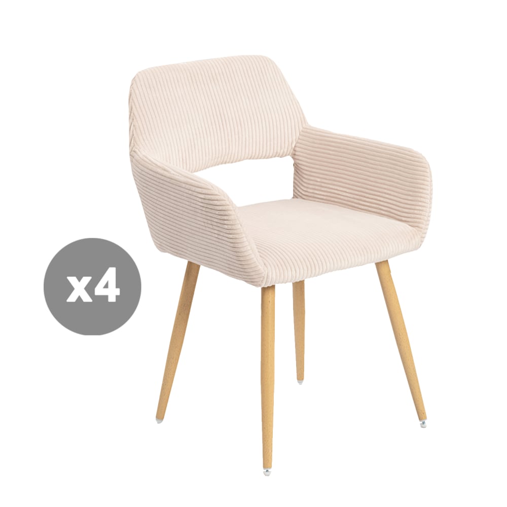Lot de 4 chaises en tissu - pieds
