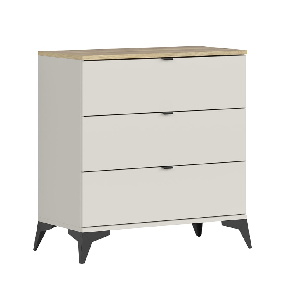 Commode 3 tiroirs stratifiés beige