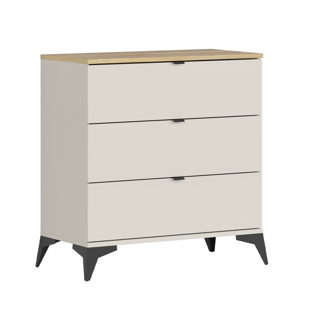 Petits meubles Kommode mit 3 Schubladen Spanplatten Laminat Kaschmir Beige Spanplatte