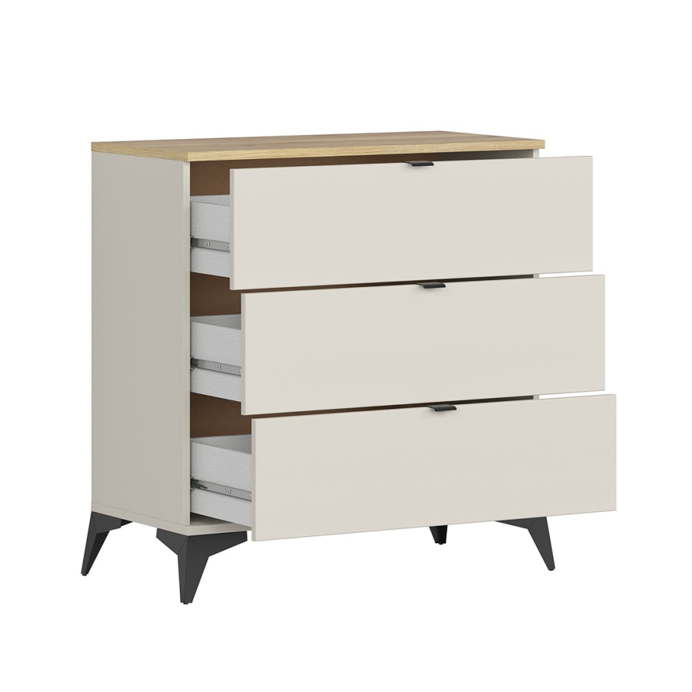 Kommode mit 3 Schubladen Spanplatten Laminat Kaschmir - Maisons