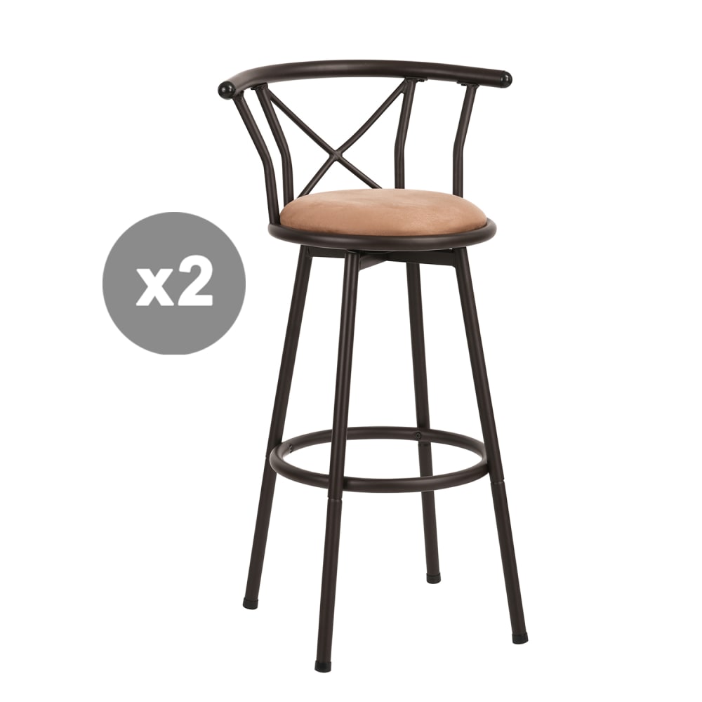 Meubles Cosy 2er-Set Barstühle Industrie Drehbar Sitzhöhe 75 cm Braun style industrial Braun Metall