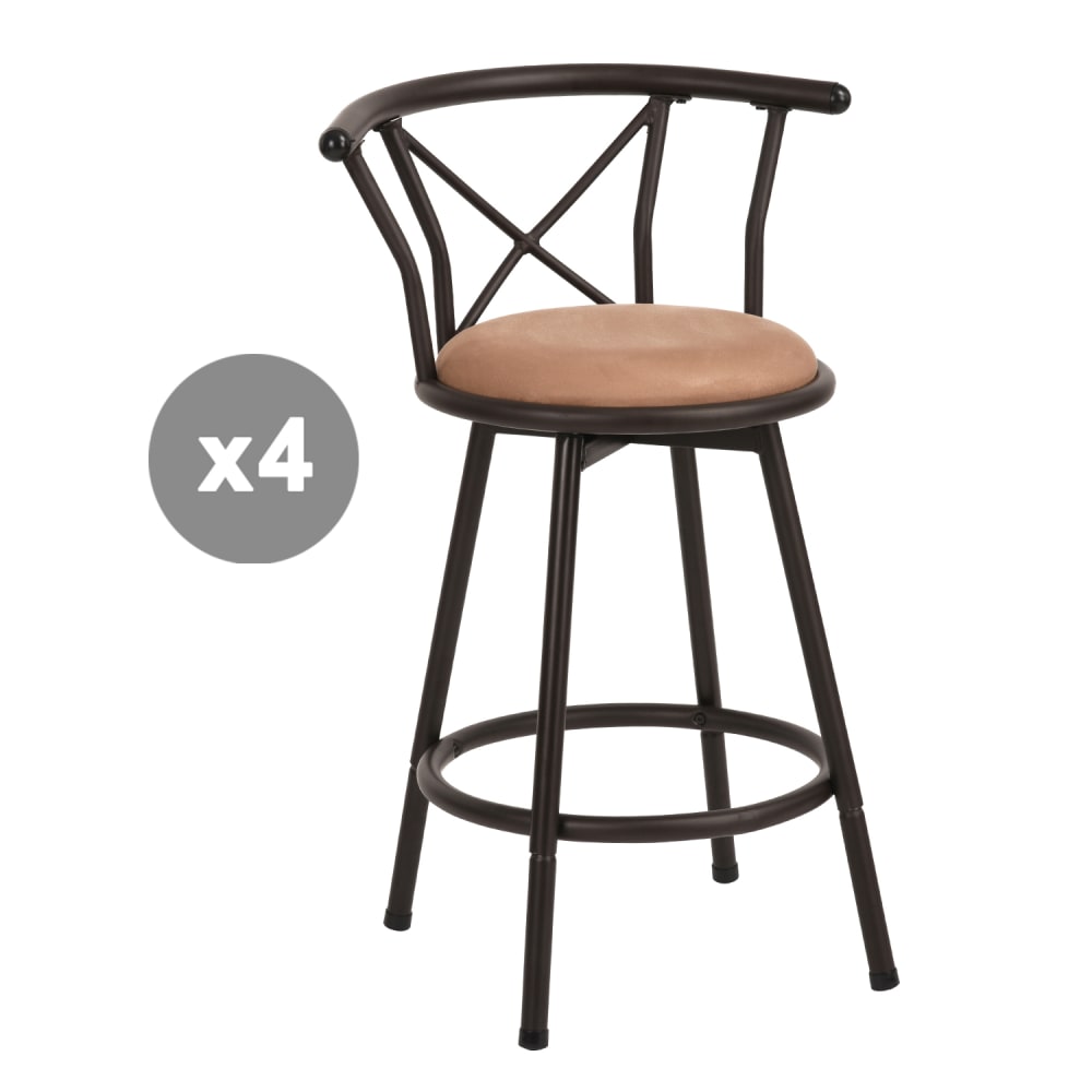 Meubles Cosy 4er-Set Barstühle Industrie Drehbar Sitzhöhe 63 cm Braun style industrial Braun Metall