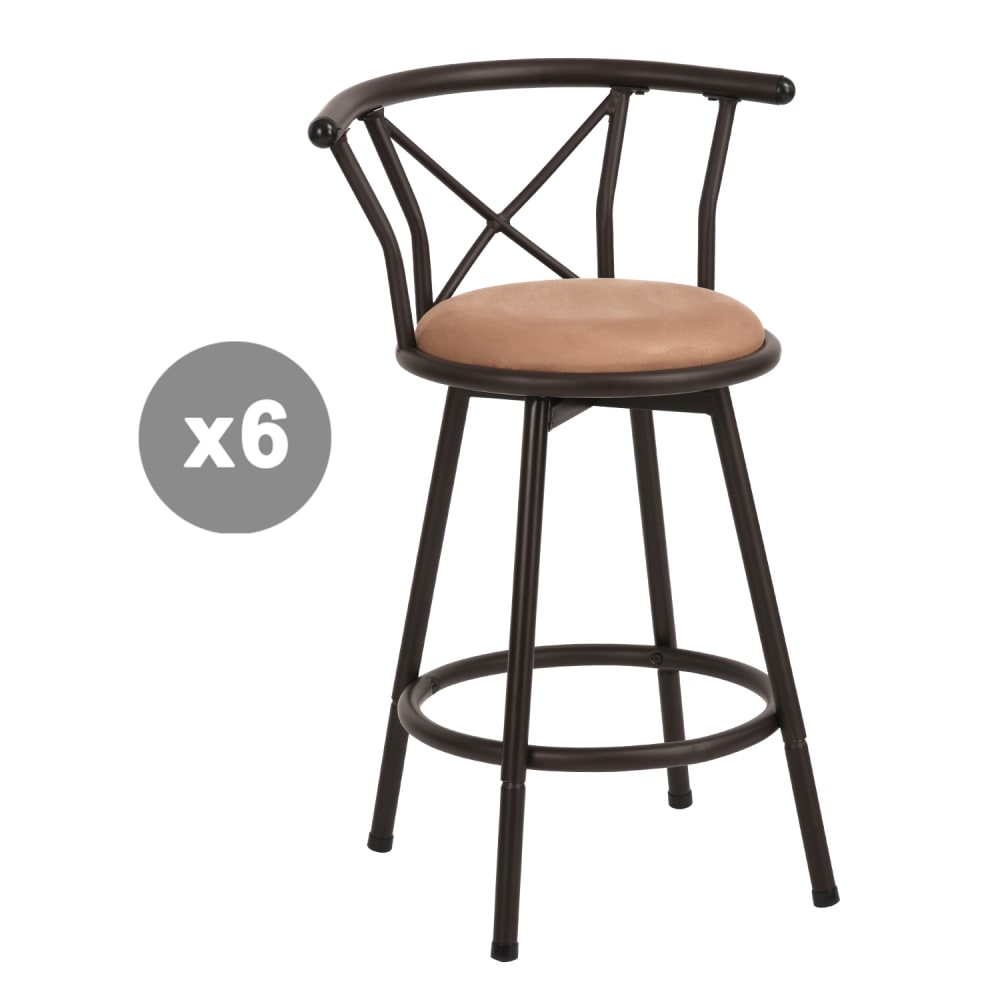Meubles Cosy 6er-Set Barstühle Industrie Drehbar Sitzhöhe 63 cm Braun style industrial Braun Metall