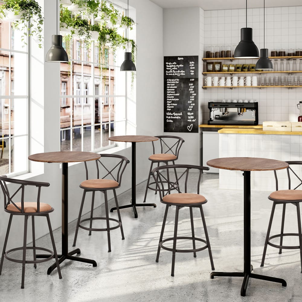 6er-Set Barstühle Industrie Drehbar Sitzhöhe 63 cm Braun -