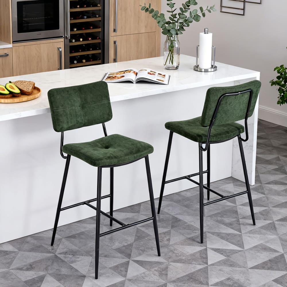 2er-Set Barstühle Industriell Polyester Fabric Grün - Maisons Du