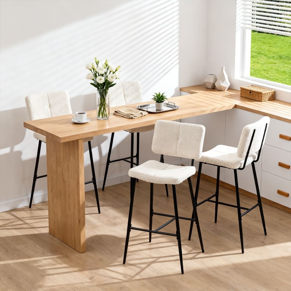 6er-Set Barstühle Industriell Bouclé Beige - Maisons Du Monde