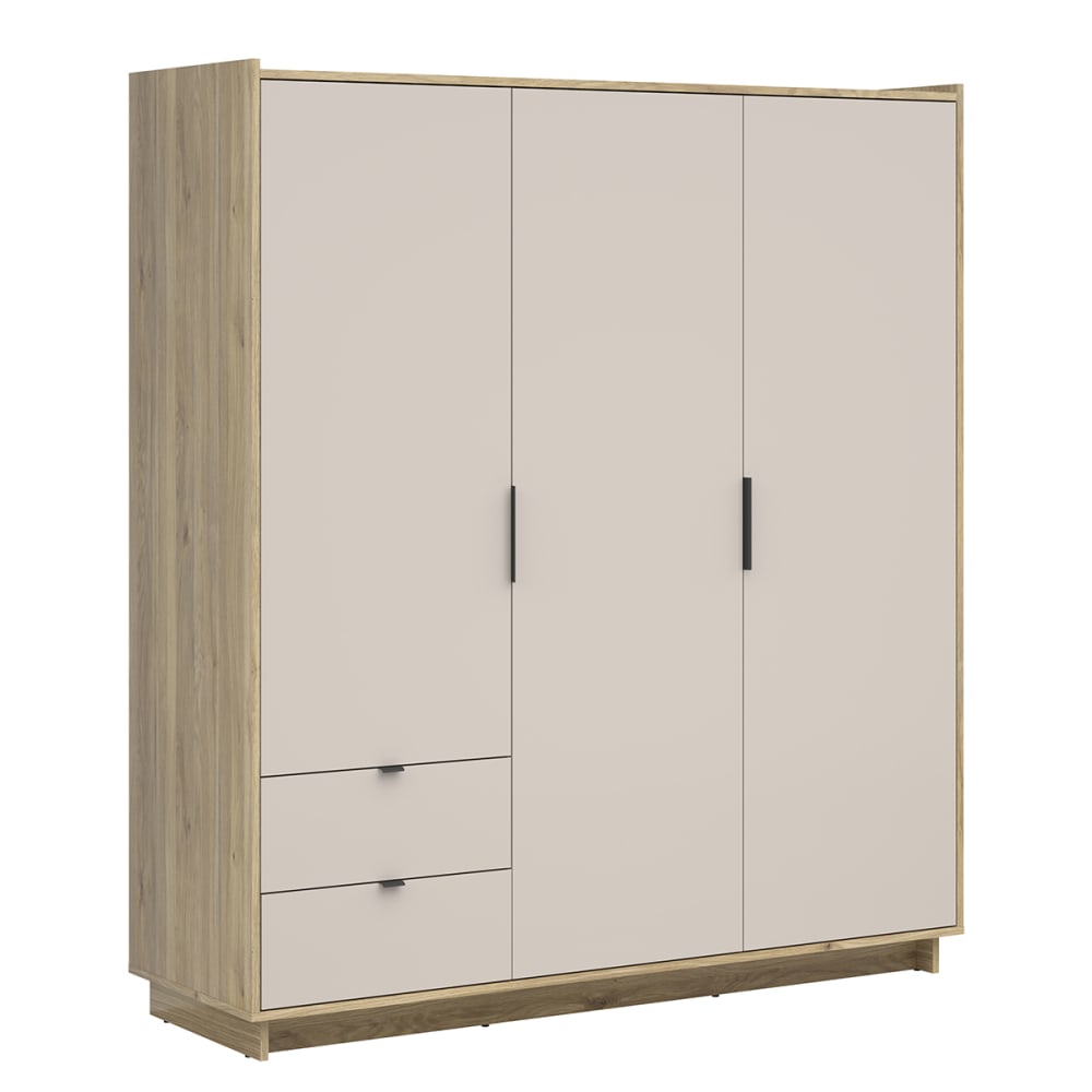 Armoire 3 portes 2 tiroirs stratifiés beige