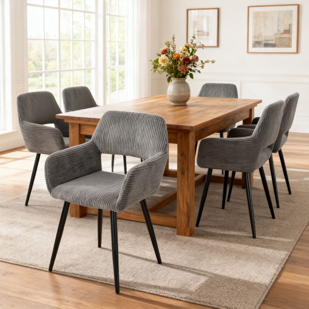 Lot de 6 chaises rembourrées avec pieds métalliques gris