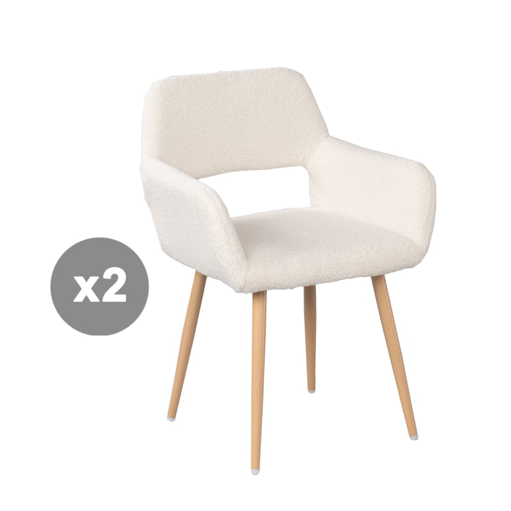 Meubles Cosy 2er-Set Esszimmerstühle mit French-Terry-Stoff skandinavisch, Weiß style modern Weiß Stoff