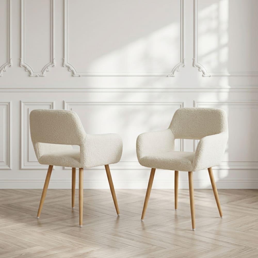 2er-Set Esszimmerstühle mit French-Terry-Stoff skandinavisch,