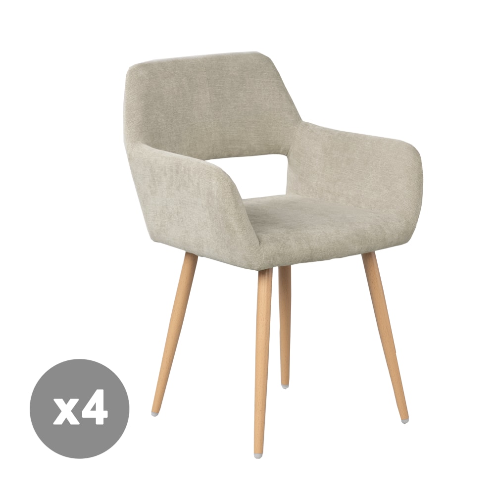 Meubles Cosy 4er-Set Esszimmerstuhl skandinavisch Stoffbezug Beige style modern Beige Stoff