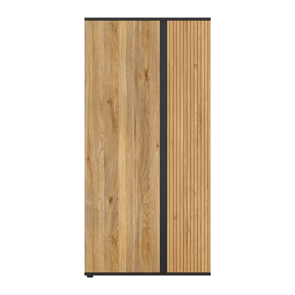 Petits meubles 2-türiger Schrank Schwarz Laminierte Spanplatten Holz Beige Spanplatte