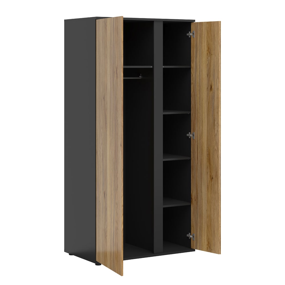 2-türiger Schrank Schwarz Laminierte Spanplatten Holz - Maisons