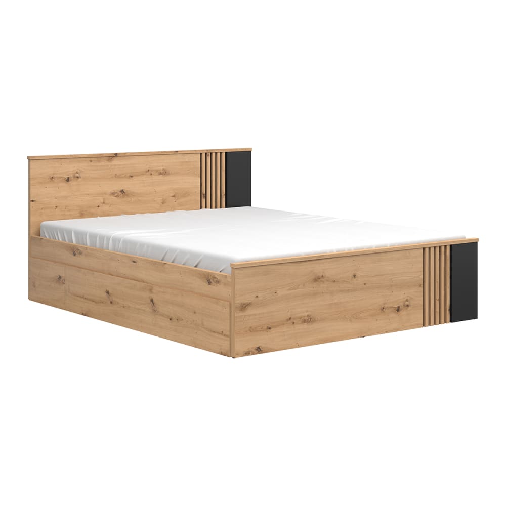 Lit 160x200 sommier tiroirs inclus stratifiés beige