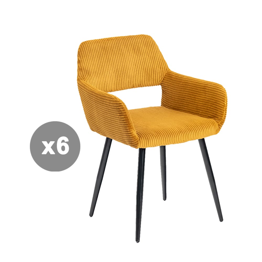 Lot de 6 chaises rembourrées - jaune