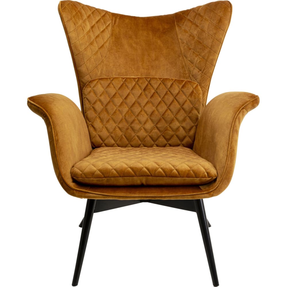 Fauteuil en velours ocre