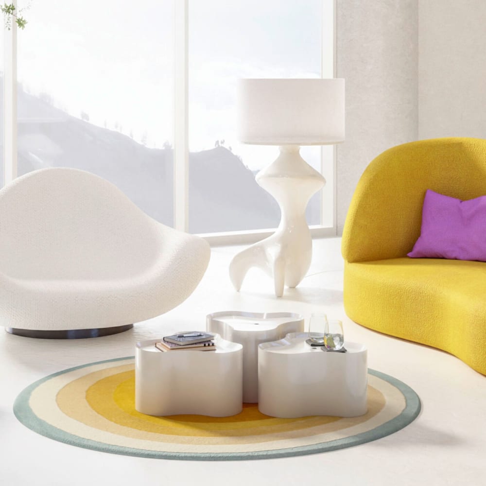 Table basse avec rangement en fibre de verre blanche