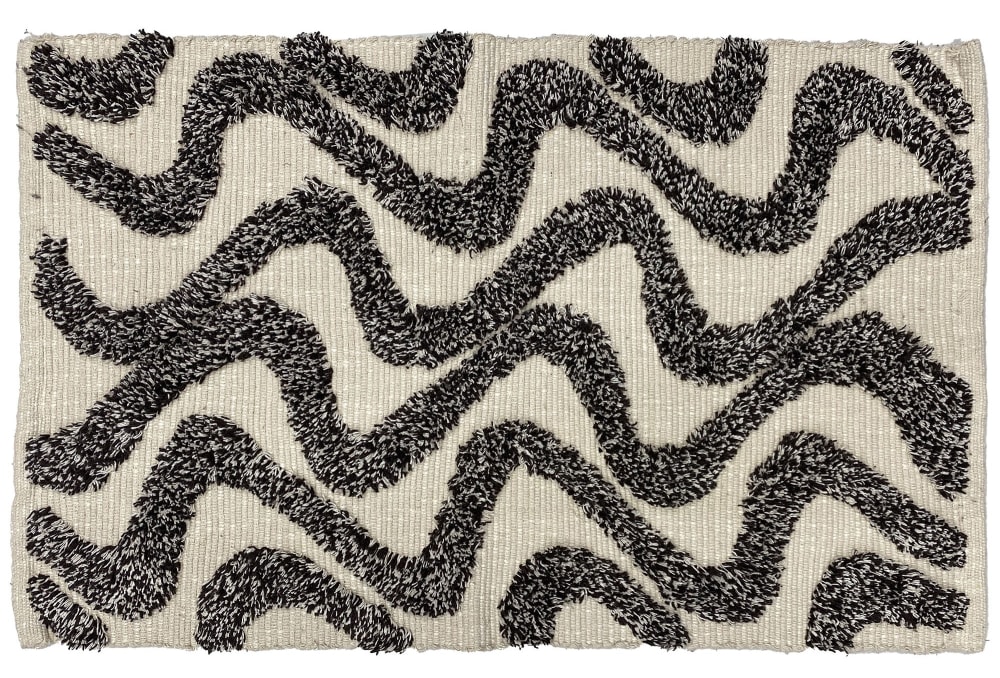Rechteckiger Baumwollteppich mit beigen Mustern 60 x 90 cm -