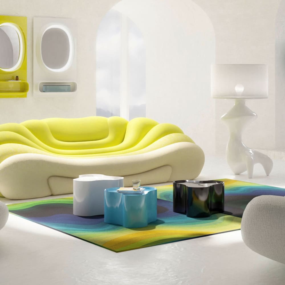 Table basse avec rangement en fibre de verre noire