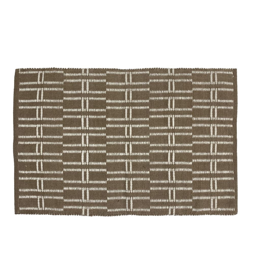 Tapis rectangulaire en coton avec motifs marrons et écrus 90 x 60 cm — vue 4