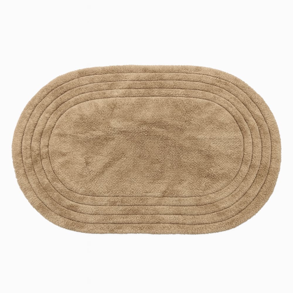 Tapis ovale en coton marron clair 80 x 50 cm