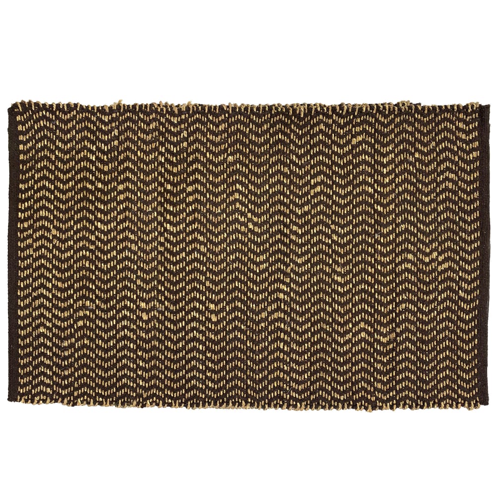 Tapis rectangulaire en coton avec motifs marrons et écrus 90 x 60 cm — vue 3