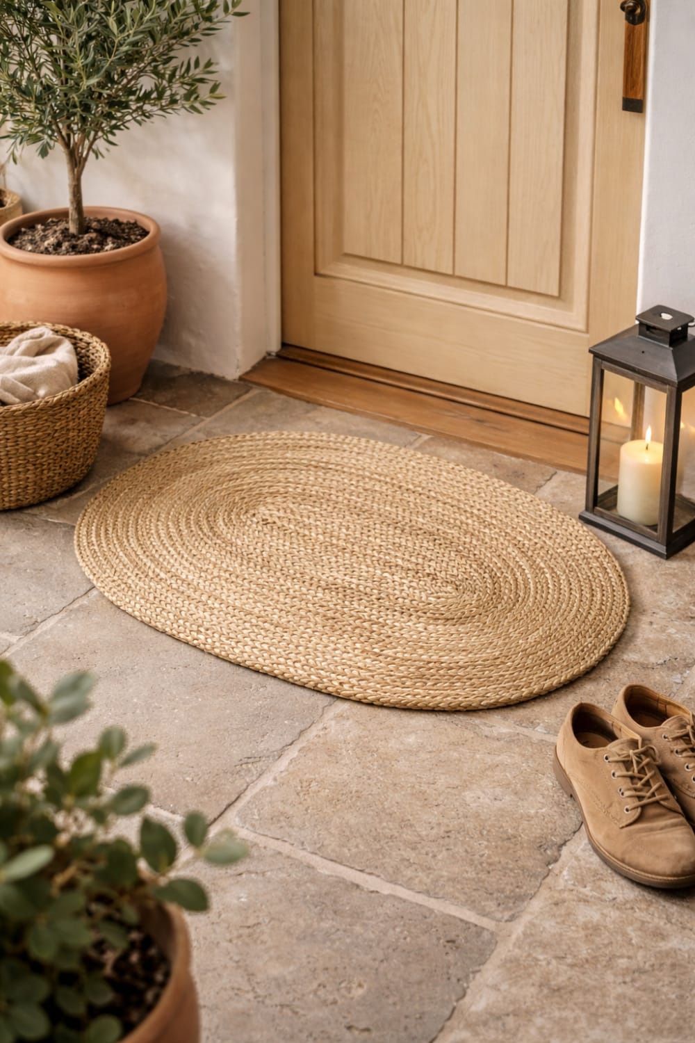NORDLYS Ovaler Teppich aus natürlichem Jute 75 x 47 cm Braun